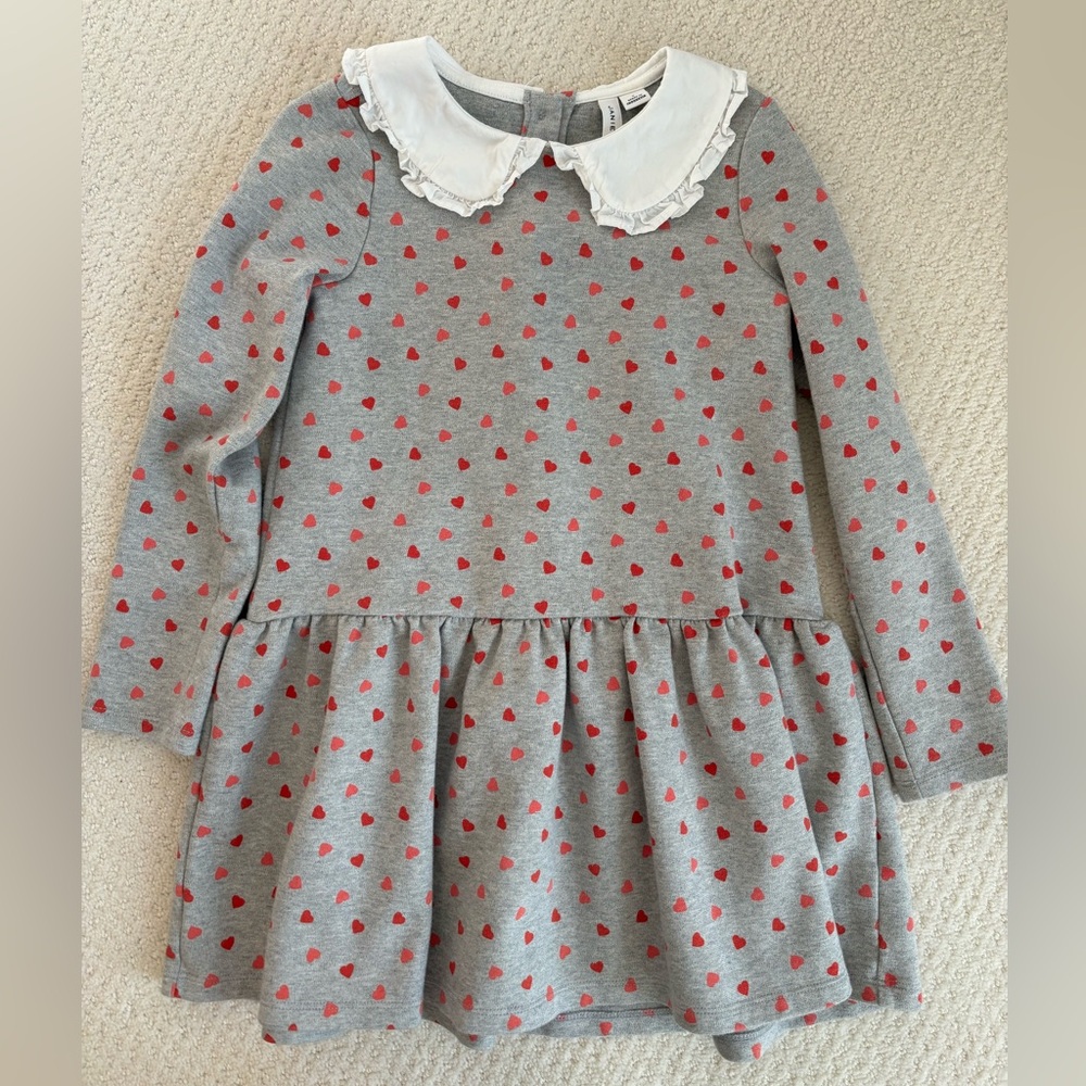 Janie and Jack Gray and Red Heart Dress - Size 6